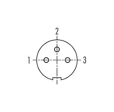 Contact arrangement (Plug-in side) 99 0976 102 03 - Bayonet Female cable connector, Contacts: 3, 4.0-5.0 mm, unshielded, solder, IP40