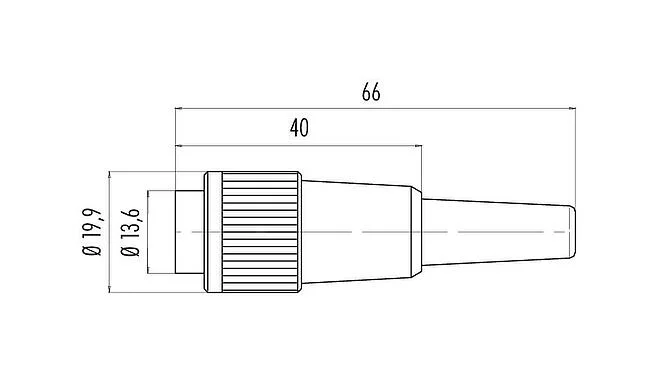 Scale drawing 99 0665 00 19 - Bayonet Male cable connector, Contacts: 19, 3.0-6.0 mm, unshielded, solder, IP40