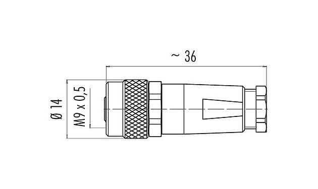 Scale drawing 99 0406 10 03 - M9 Female cable connector, Contacts: 3, 3.5-5.0 mm, shieldable, solder, IP67