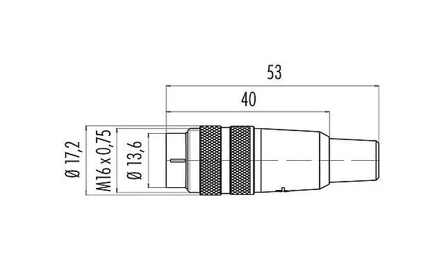 Scale drawing 09 0341 02 14 - M16 Male cable connector, Contacts: 14 (14-b), 6.0-8.0 mm, unshielded, solder, IP40