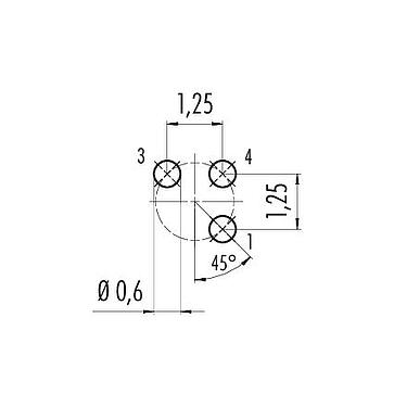 导体结构 09 3106 81 03 - M5 孔头法兰座, 极数: 3, 非屏蔽, THT, IP67, 板前固定