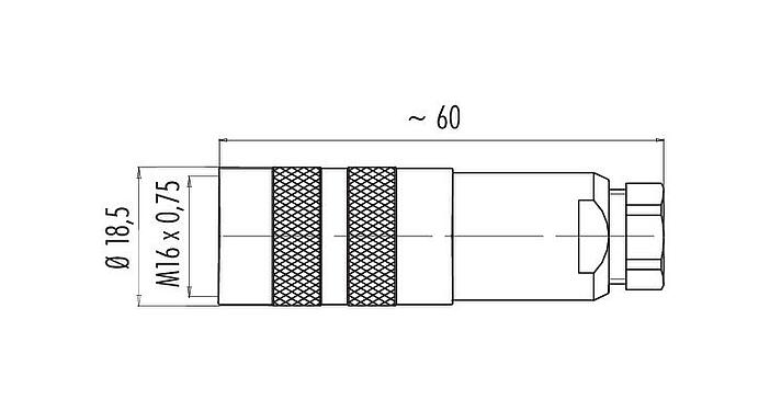 Scale drawing 99 5110 00 04 - M16 Female cable connector, Contacts: 4 (04-a), 4.0-6.0 mm, shieldable, solder, IP67, UL