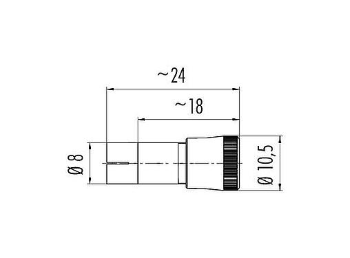 比例图 09 9767 70 04 - Snap-in 快插 直头针头电缆连接器, 极数: 4, 3.0-4.0mm, 非屏蔽, 焊接, IP40