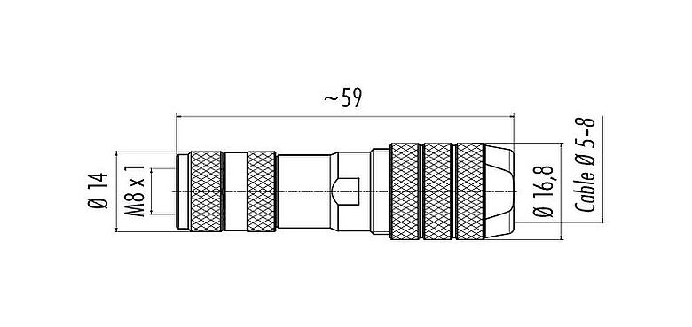 Scale drawing 99 3368 600 04 - M8 Female cable connector, Contacts: 4, 5.0-8.0 mm, shieldable, screw clamp, IP67, M8x1.0