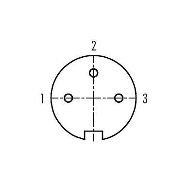 Contact arrangement (Plug-in side) 99 5106 09 03 - M16 Female cable connector, Contacts: 3 (03-a), 4.0-6.0 mm, shieldable, solder, IP67, UL