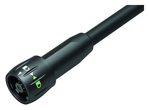 插图 77 6005 0000 50008-0500 - 卡扣式 直头针头电缆连接器, 极数: 8, 非屏蔽, 焊接, IP67, PUR, 黑色, 8x0.25mm², 5m