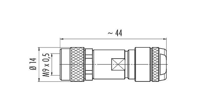 比例图 99 0422 115 07 - M9 直头孔头电缆连接器, 极数: 7, 4.0-5.5mm, 可接屏蔽, 焊接, IP67