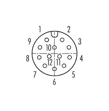 联系安排 (外掛程式側) 99 1492 822 12 - M12 弯角孔头电缆连接器, 极数: 12, 6.0-8.0mm, 可接屏蔽, 焊接, IP67, UL