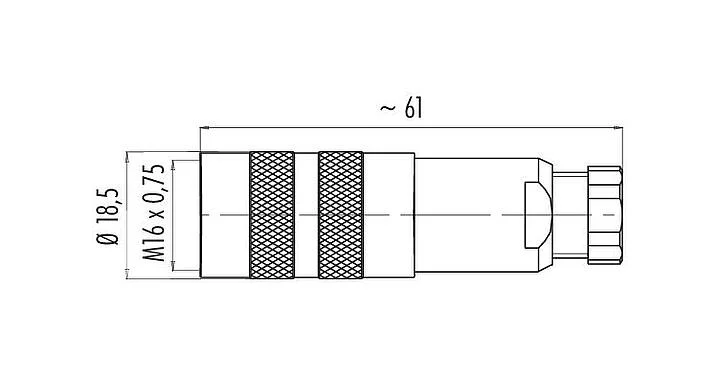 Scale drawing 99 5110 19 04 - M16 Female cable connector, Contacts: 4 (04-a), 4.0-6.0 mm, shieldable, solder, IP67, UL