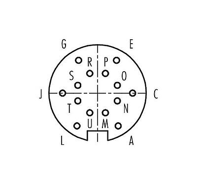 Contact arrangement (Plug-in side) 09 4840 15 14 - Push Pull Female panel mount connector, Contacts: 14, unshielded, solder, IP67