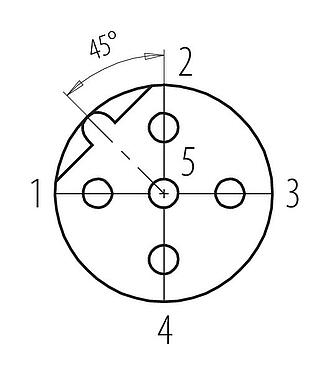 联系安排 (外掛程式側) 99 4442 401 05 - M12 孔头法兰座, 极数: 5, 可接屏蔽, SMT, IP67, M14x1.0, 板前安装