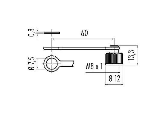 比例图 08 2972 000 000 - M8 / AS-接口 - 法兰插头保护帽，正面安装；718/772/775/768系列。