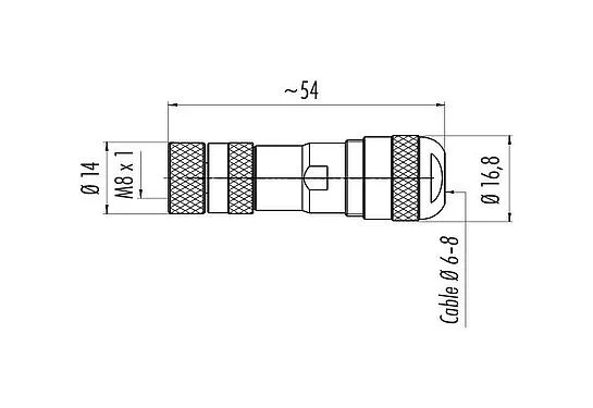 Scale drawing 99 3362 300 04 - M8 Female cable connector, Contacts: 4, 6.0-8.0 mm, shieldable, screw clamp, IP67, UL