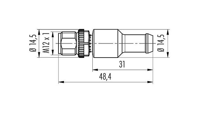 Scale drawing 77 9839 0000 00005 - M12 Male terminating connector, Contacts: 5, unshielded, IP69K, CAN-Bus