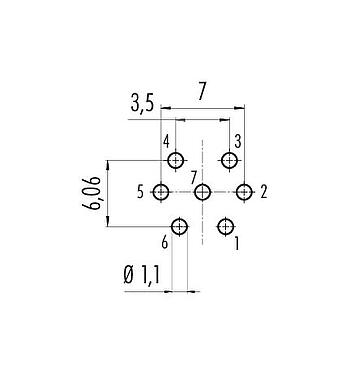 导体结构 09 0128 99 07 - M16 孔头法兰座, 极数: 7 (07-a), 非屏蔽, THT, IP67, UL, 板前固定