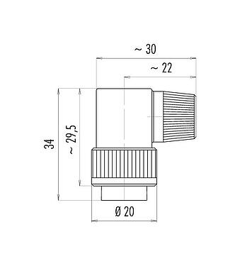 比例图 99 0621 72 07 - 卡扣式 弯角针头电缆连接器, 极数: 7, 6.0-8.0mm, 非屏蔽, 焊接, IP40