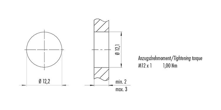 Assembly instructions / Panel cut-out 99 3732 201 04 - M12 Female panel mount connector, Contacts: 4, shieldable, THR, IP67, UL, M12x1.0