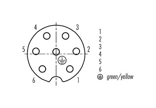联系安排 (外掛程式側) 99 4226 14 07 - RD24 直头孔头电缆连接器, 极数: 6+PE, 10.0-12.0mm, 非屏蔽, 焊接, IP67, UL, ESTI+, VDE, PG 13.5