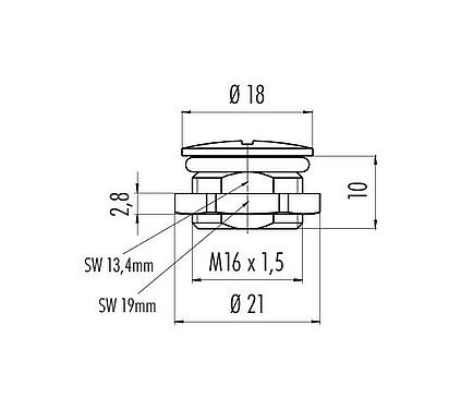 Scale drawing 08 3129 000 000 - M12-A/B/D/K/K/L/S/T/US/X - Blank cap, M16x1.5; Series 713/715/763/766/813/814/815/825/866/876