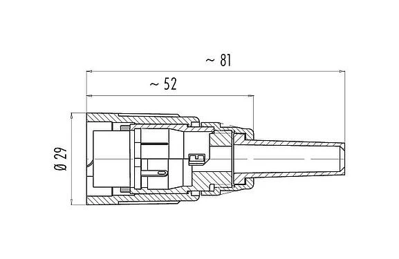 Scale drawing 09 0468 00 12 - Bayonet Female cable connector, Contacts: 12, 5.0-8.0 mm, shieldable, solder, IP40