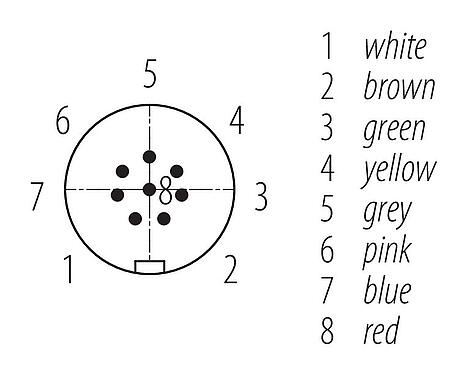 Contact arrangement (Plug-in side) 77 6405 0000 50008-0200 - Snap-In Male cable connector, Contacts: 8, unshielded, moulded on the cable, IP67, UL, PUR, black, 8 x 0.25 mm², 2 m
