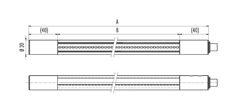 Scale drawing 28 1202 002 04 - M12 LED light, Contacts: 4, IP68 (2m/24h), UL, VDE, aluminum, diffuse/matted LED
412mm