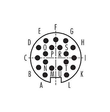 Contact arrangement (Plug-in side) 99 0667 00 19 - Bayonet Male panel mount connector, Contacts: 19, unshielded, solder, IP40