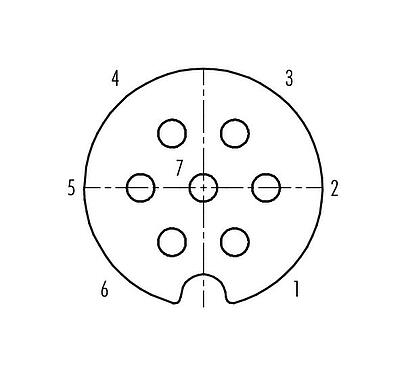 Contact arrangement (Plug-in side) 09 0066 70 07 - Bayonet Female panel mount connector, Contacts: 7, shieldable, solder, IP40