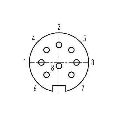 Contact arrangement (Plug-in side) 09 4832 81 08 - Push Pull Female panel mount connector, Contacts: 8, shieldable, solder, IP67, front fastened