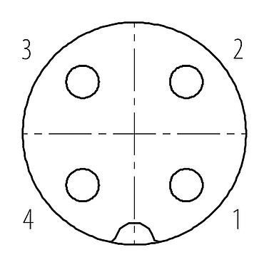联系安排 (外掛程式側) 09 0440 00 04 - M18 弯角孔头电缆连接器, 极数: 4, 6.5-8.0mm, 非屏蔽, 螺钉接线, IP67