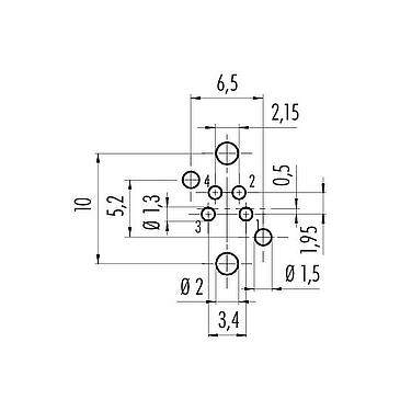 导体结构 99 3390 280 04 - M8 孔头法兰座, 极数: 4, 非屏蔽, THR, IP67, UL