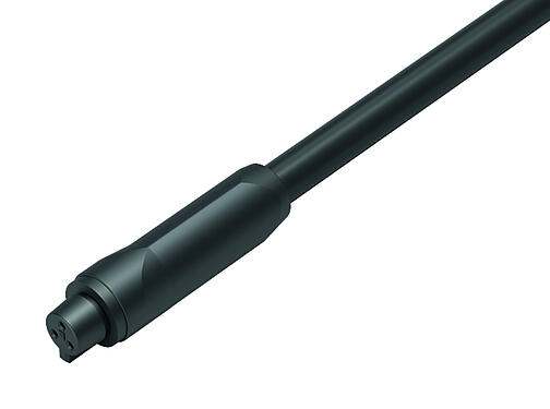 Illustration 77 7096 0000 10004-0500 - Snap-In Female cable connector, Contacts: 4, unshielded, moulded on the cable, IP40, PVC, black, 4 x 0.25 mm², 5 m