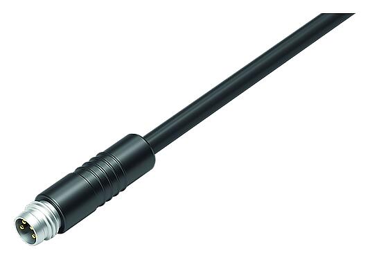 Illustration 79 3409 52 03 - Snap-In Male cable connector, Contacts: 3, unshielded, moulded on the cable, IP65, PUR, black, 3 x 0.25 mm², 2 m