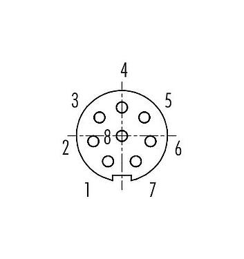 Contact arrangement (Plug-in side) 09 9482 00 08 - Bayonet Female panel mount connector, Contacts: 8, unshielded, solder, IP40