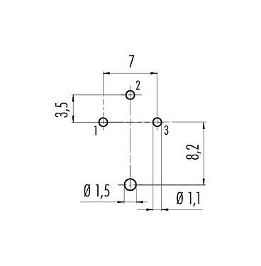 导体结构 09 0308 290 03 - M16 孔头法兰座, 极数: 3 (03-a), 可接屏蔽, THT, IP40, 板前固定