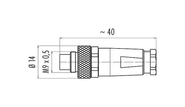 比例图 99 0409 10 04 - M9 直头针头电缆连接器, 极数: 4, 3.5-5.0mm, 可接屏蔽, 焊接, IP67