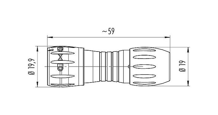 比例图 99 0771 402 08 - 卡扣式 直头针头电缆连接器, 极数: 8, 6.0-8.0mm, 非屏蔽, 焊接, IP67