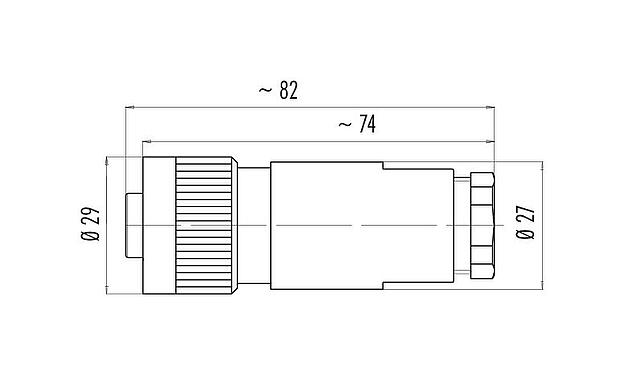 比例图 99 4202 110 07 - RD24 直头孔头电缆连接器, 极数: 6+PE, 8.0-10.0mm, 非屏蔽, 压接（压接触点必须单独订购）, IP67, UL, ESTI+, VDE, PG 11