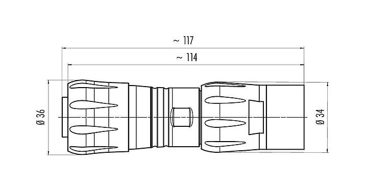 比例图 99 6502 100 08 - 卡扣式 直头孔头电缆连接器, 极数: 4+3+PE, 7.0-17.0mm, 非屏蔽, 压接（压接触点必须单独订购）, IP68/IP69K, UL, VDE