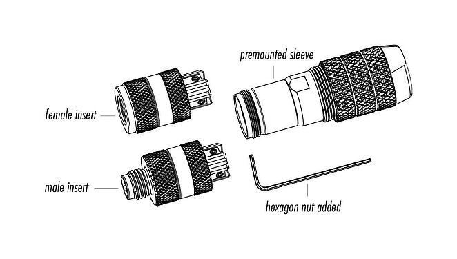 Component part drawing 99 3369 600 04 - M8 Male cable connector, Contacts: 4, 5.0-8.0 mm, shieldable, screw clamp, IP67