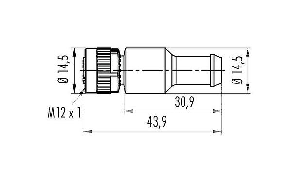 Scale drawing 77 9840 0000 00005 - M12 Female terminating connector, Contacts: 5, unshielded, IP69K, CAN-Bus