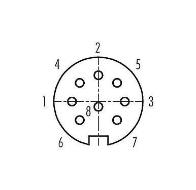 Contact arrangement (Plug-in side) 99 5172 00 08 - M16 Female cable connector, Contacts: 8 (08-a), 4.0-6.0 mm, shieldable, solder, IP68, UL, AISG compliant