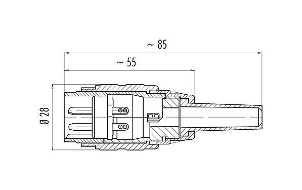 比例图 09 0033 00 03 - M25 直头针头电缆连接器, 极数: 3, 5.0-8.0mm, 可接屏蔽, 焊接, IP40