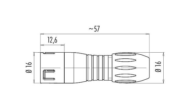 比例图 99 9105 460 03 - Snap-in 快插 直头针头电缆连接器, 极数: 3, 4.0-6.0mm, 非屏蔽, 焊接, IP67