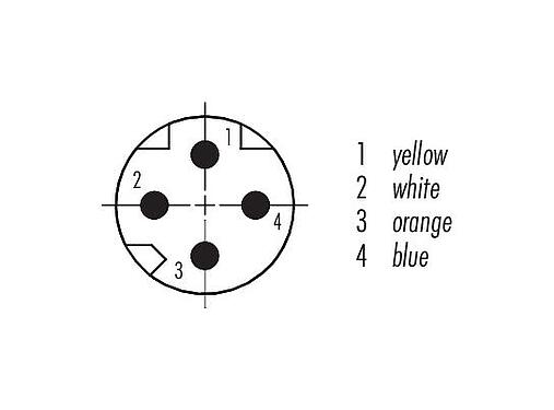 Contact arrangement (Plug-in side) 77 5429 0000 50704-0200 - M8 Male cable connector, Contacts: 4, shielded, moulded on the cable, IP67, Profinet/Ethernet CAT5e, PUR, green, 4 x AWG 22, 2 m