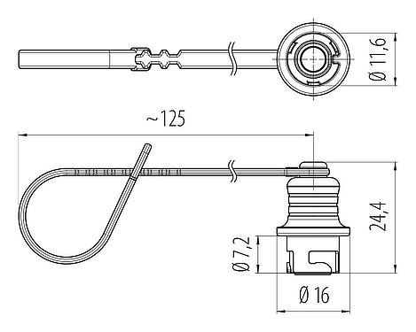 比例图 08 0375 000 000 - Bayonet NCC protective cap for the cable connector; Series 670