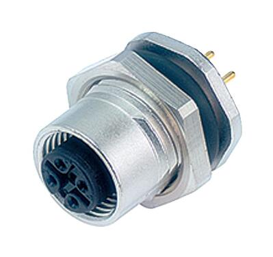 Illustration 86 0534 1000 00004 - M12 Female panel mount connector, Contacts: 4, unshielded, THT, IP68, UL, PG 9, front fastened