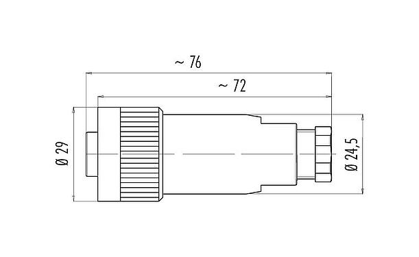 比例图 99 4226 00 07 - RD24 直头孔头电缆连接器, 极数: 6+PE, 6.0-9.0mm, 非屏蔽, 焊接, IP67, UL, ESTI+, VDE, PG 9