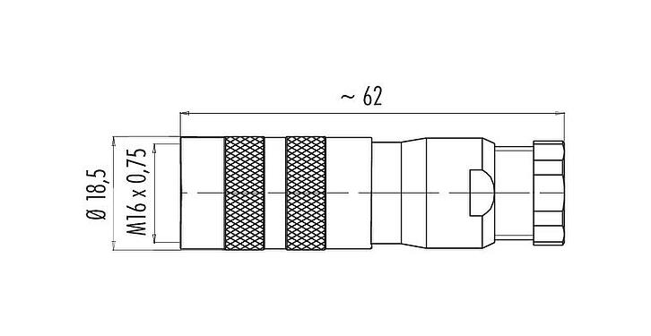 比例图 99 5626 15 07 - M16 直头孔头电缆连接器, 极数: 7 (07-a), 6.0-8.0mm, 可接屏蔽, 焊接, IP67, UL