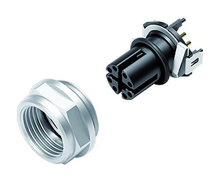 Illustration 99 3782 401 08 - M12 Female panel mount connector, Contacts: 8, shieldable, SMT, IP68, M14x1.0, Rear mounting